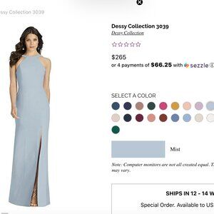 Dessy Collection Mist Blue Bridesmaid Dress